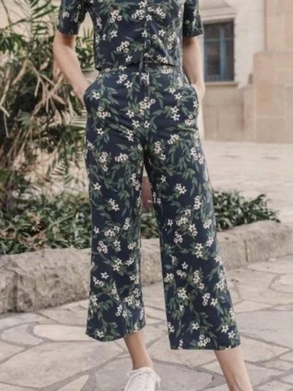 Marine Layer Women's Matching Set: Navy and Green Trouser & Blouse